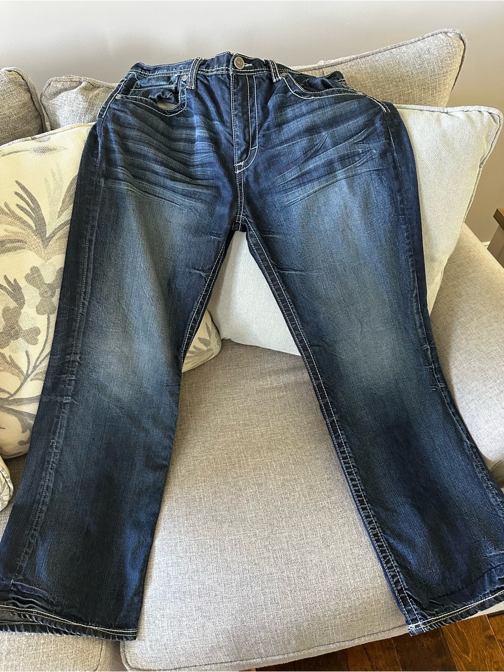 BKE Men's Dark Blue Relaxed Jeans